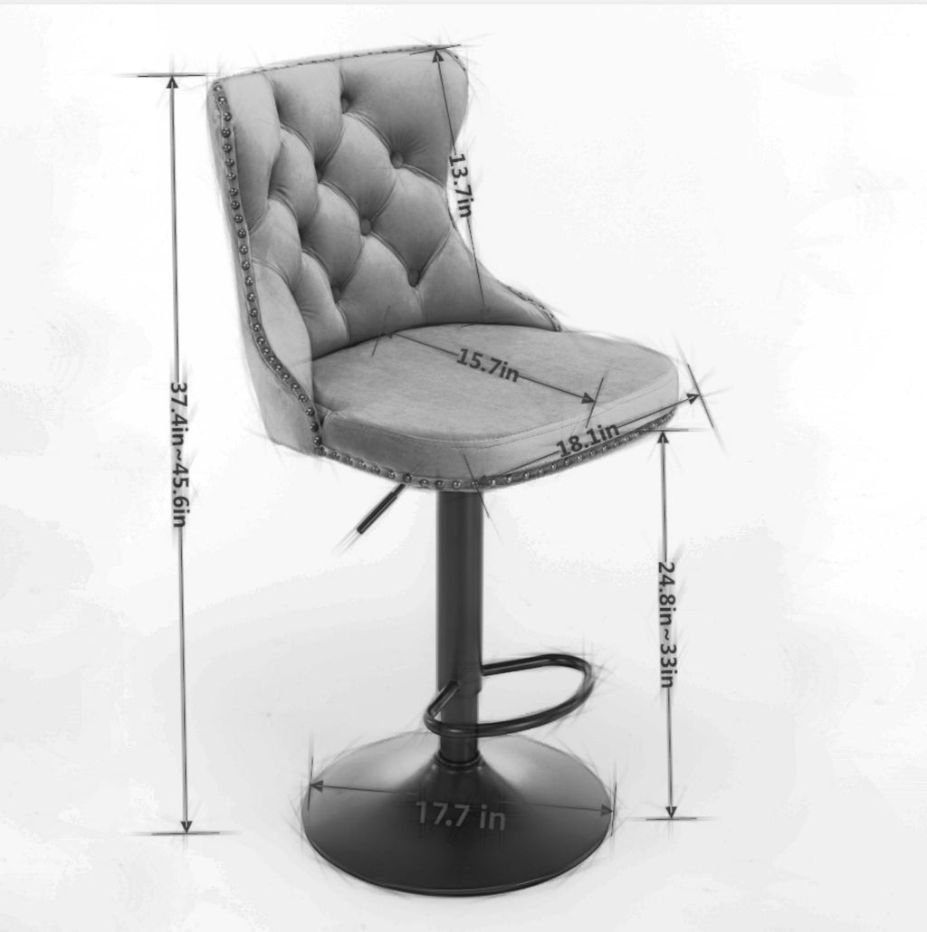 A&A Furniture Swivel Velvet Barstools