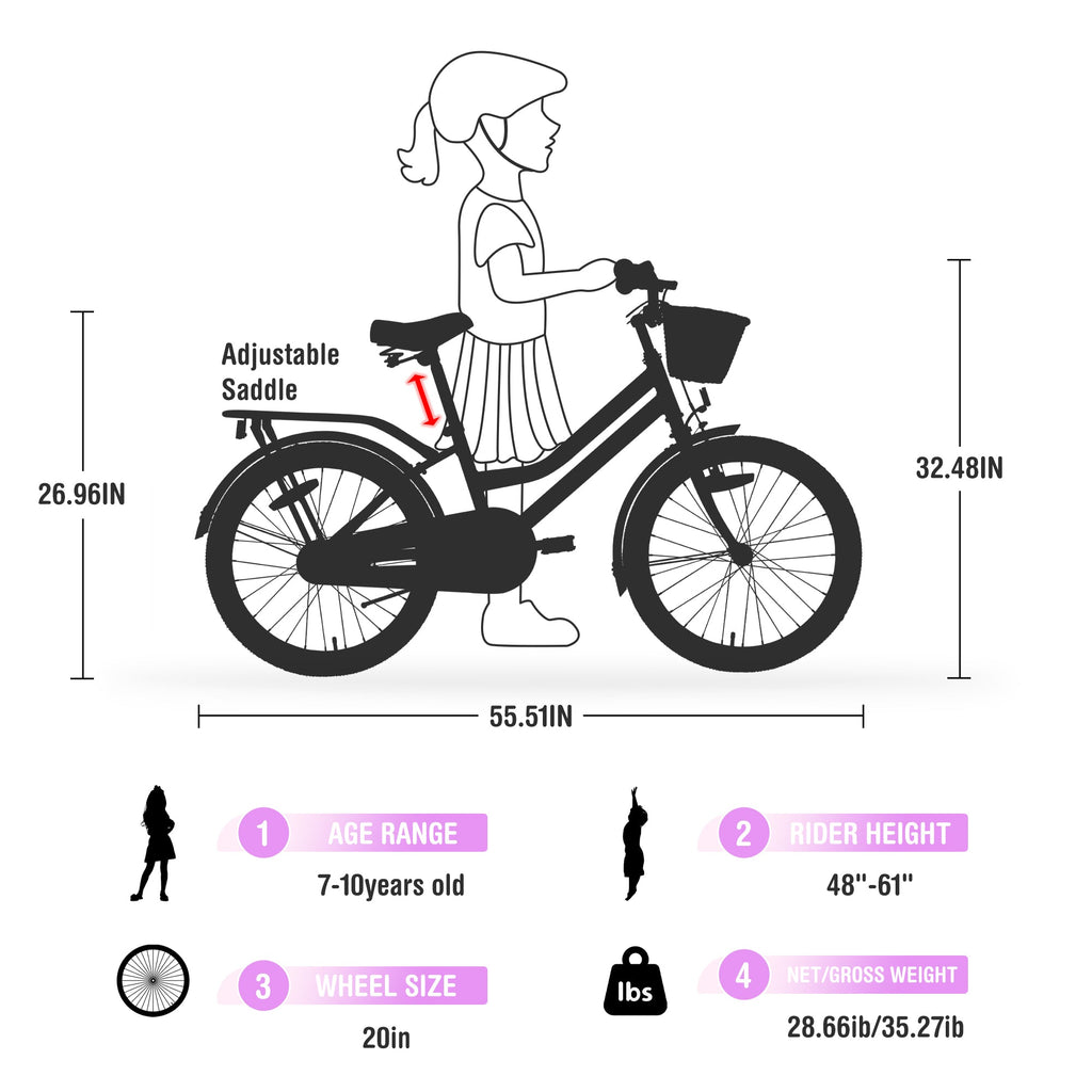 Girls Bike with Basket for Ages 7-10