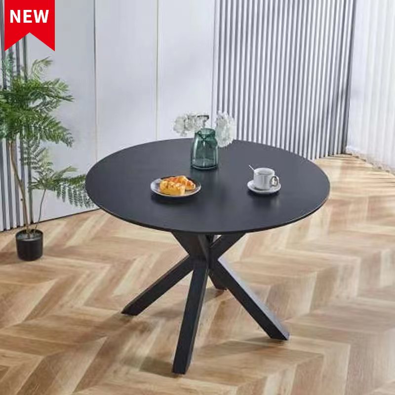 42.1" Black Mid-Century Dining Table for 4-6 People