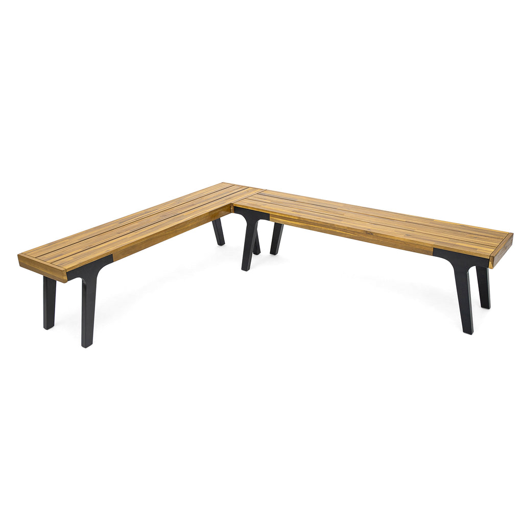 Acacia Wood Bench Set of 2