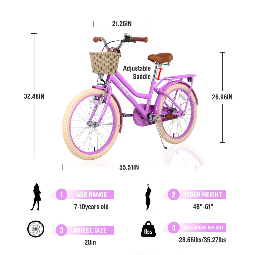 Girls Bike with Basket for Ages 7-10