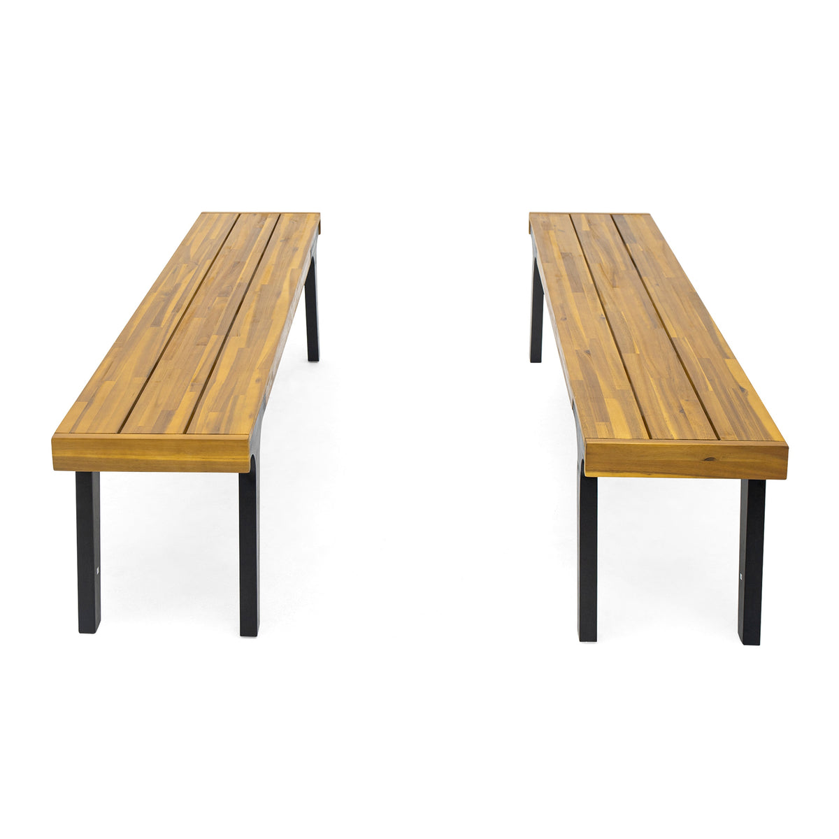 Acacia Wood Bench Set of 2