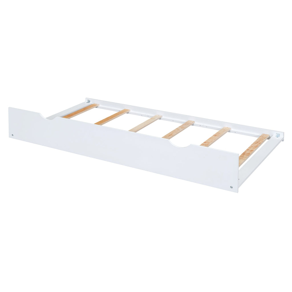 Full Size Wood House Bed With Twin Size Trundle