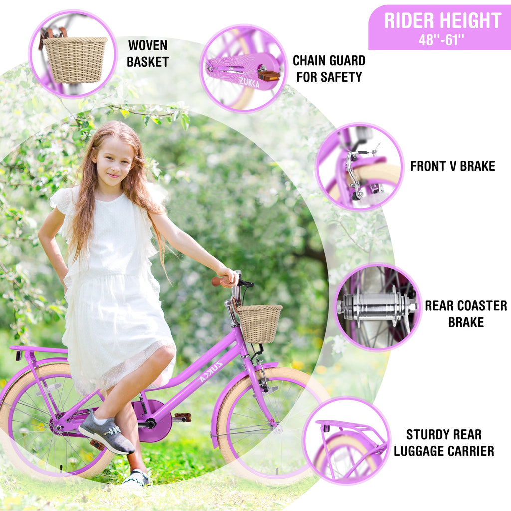Girls Bike with Basket for Ages 7-10