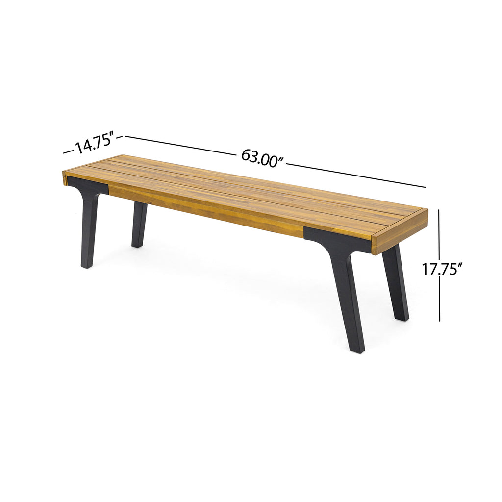 Acacia Wood Bench Set of 2