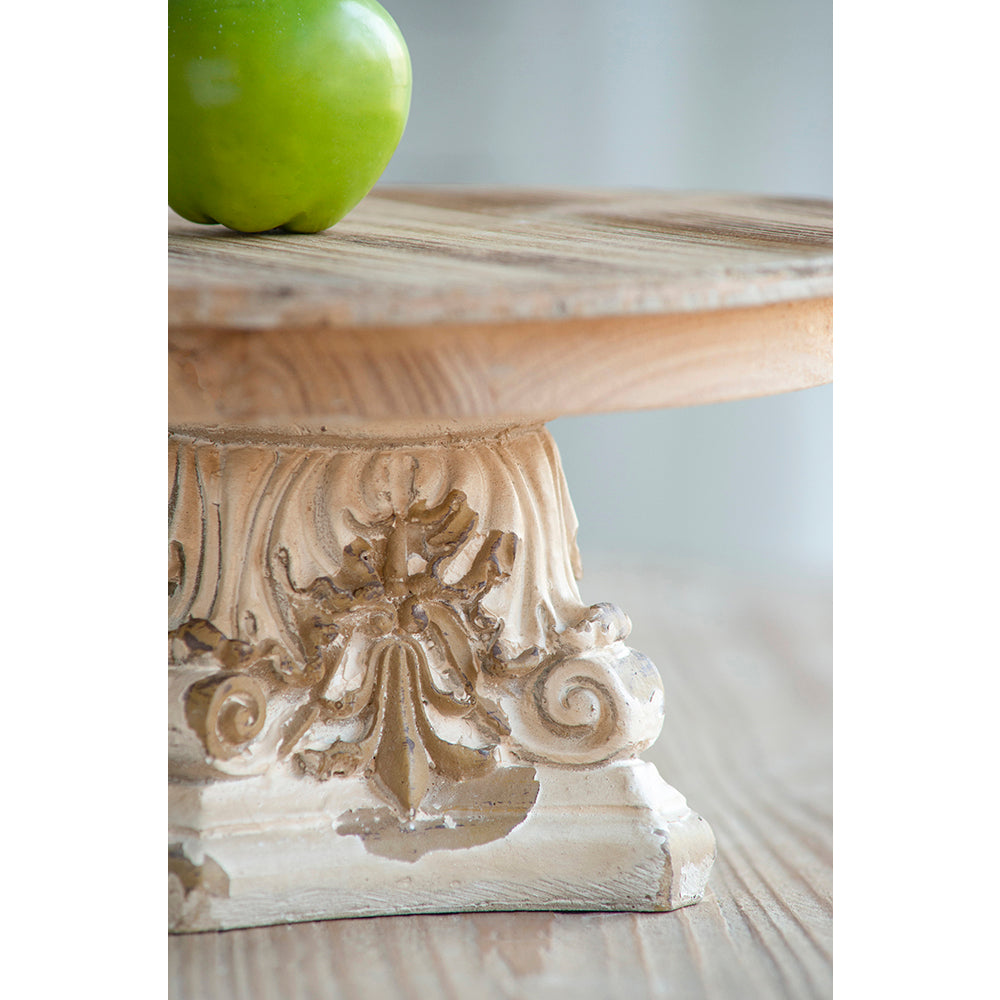 D9.5" x 5.5" Cake Stand, Wood Cake Plate with Magnesium Base
