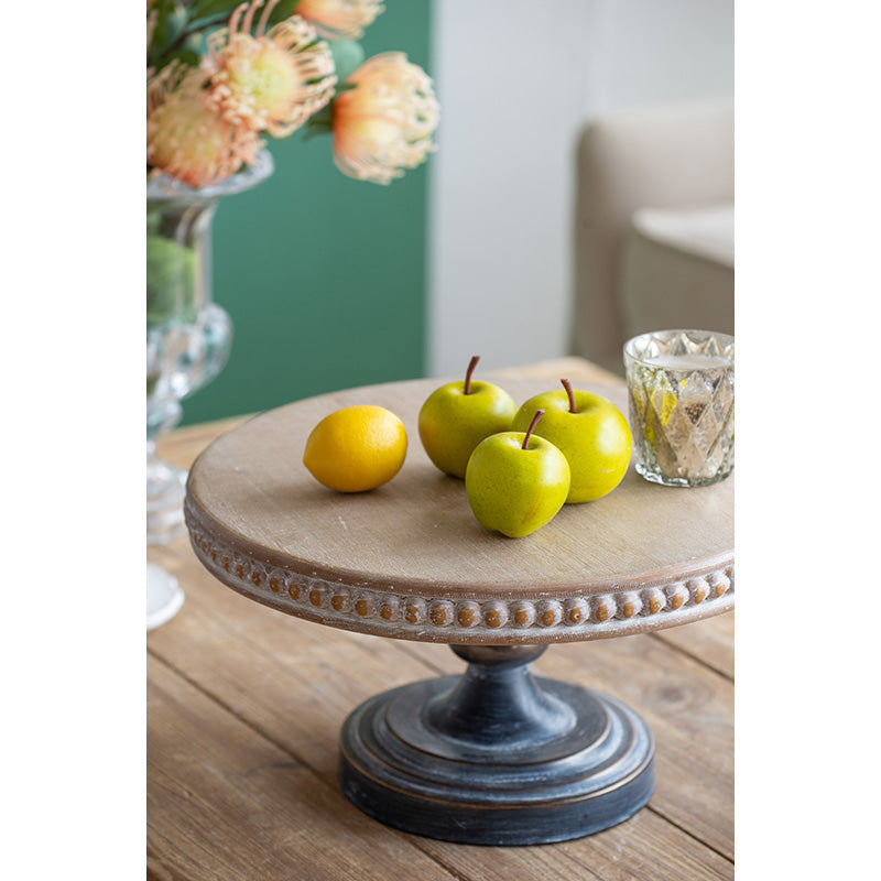 D14x7.5" Wooden Display Stand with Beaded Trim