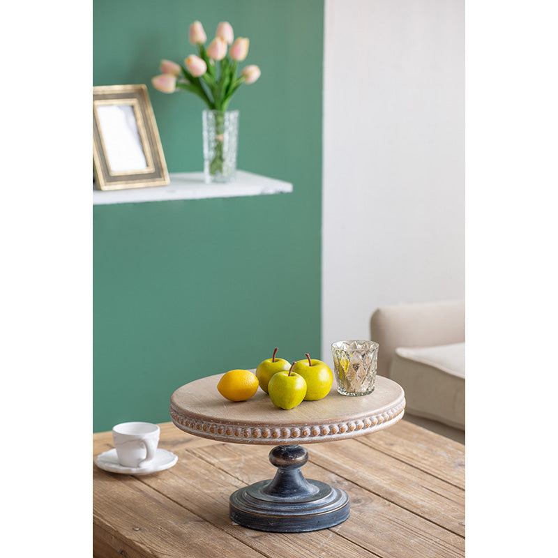 D14x7.5" Wooden Display Stand with Beaded Trim