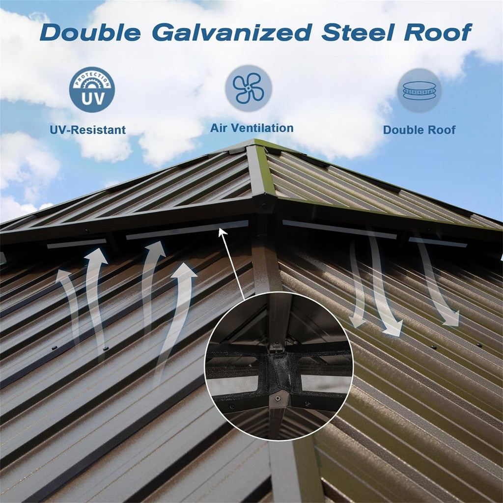 12' X 16' Hardtop Gazebo with Aluminum Metal Frame