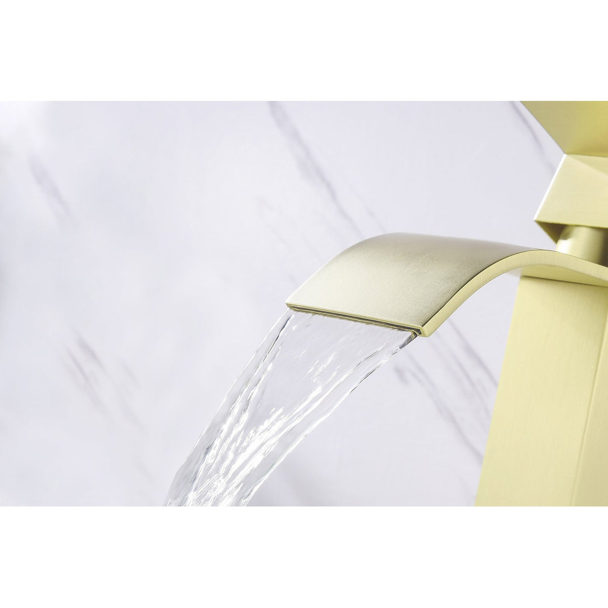 Waterfall Spout Bathroom Sink Faucet with Pop-Up Drain