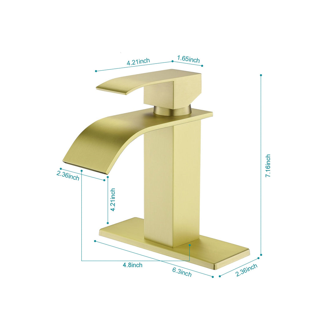 Waterfall Spout Single Handle Bathroom Sink Faucet