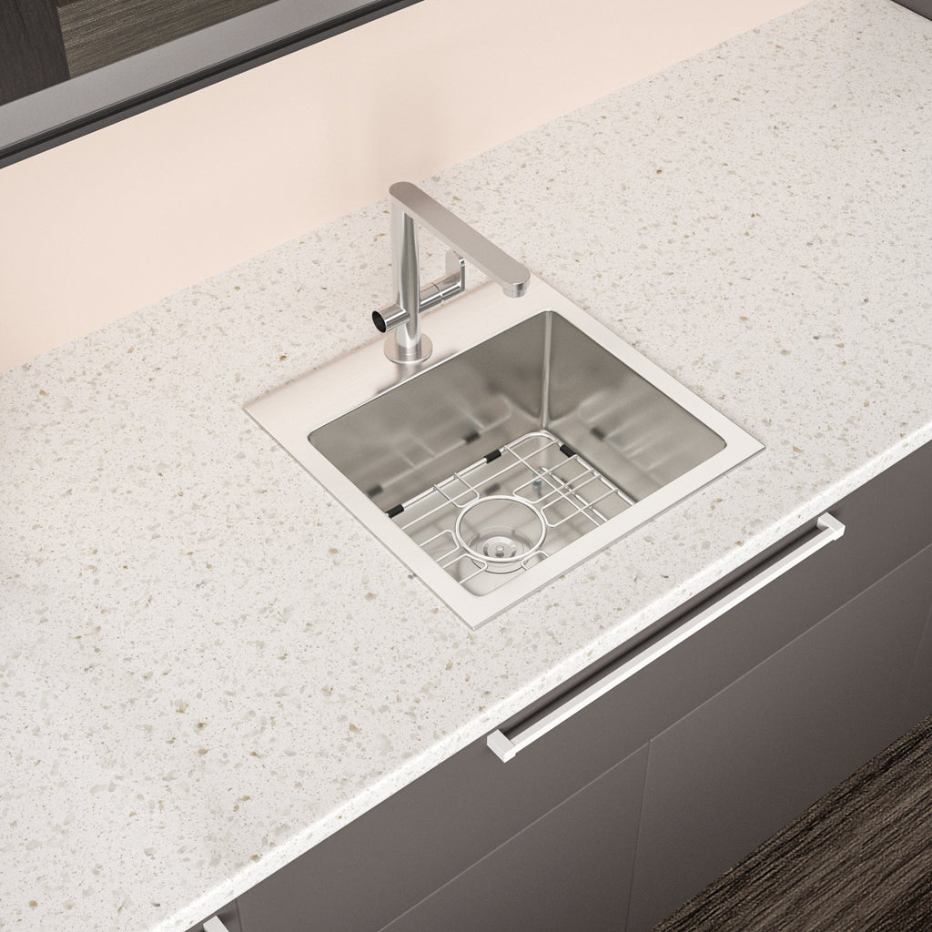 15" x 15" x 9" Stainless Steel Drop In Kitchen Sink