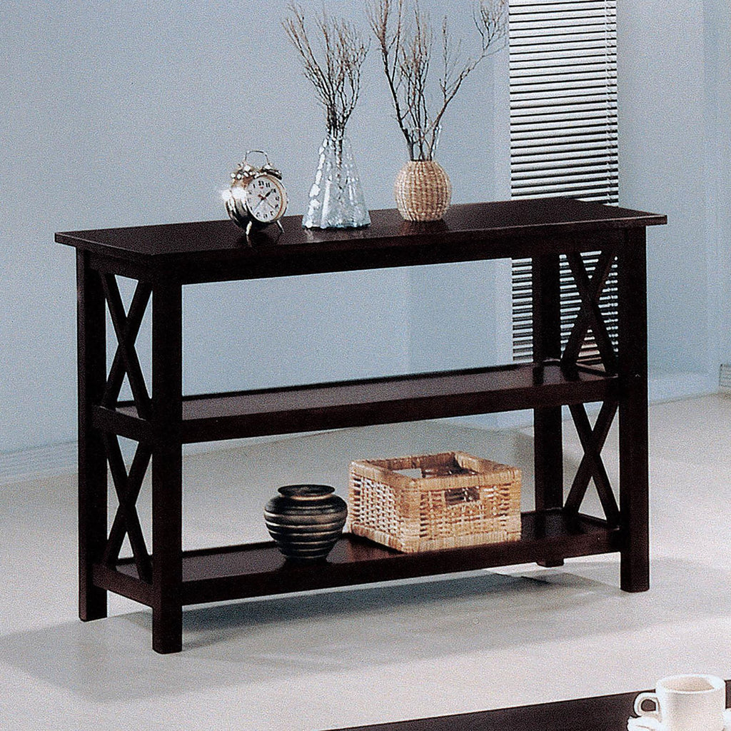 Deep Merlot Sofa Table with 2-Shelf