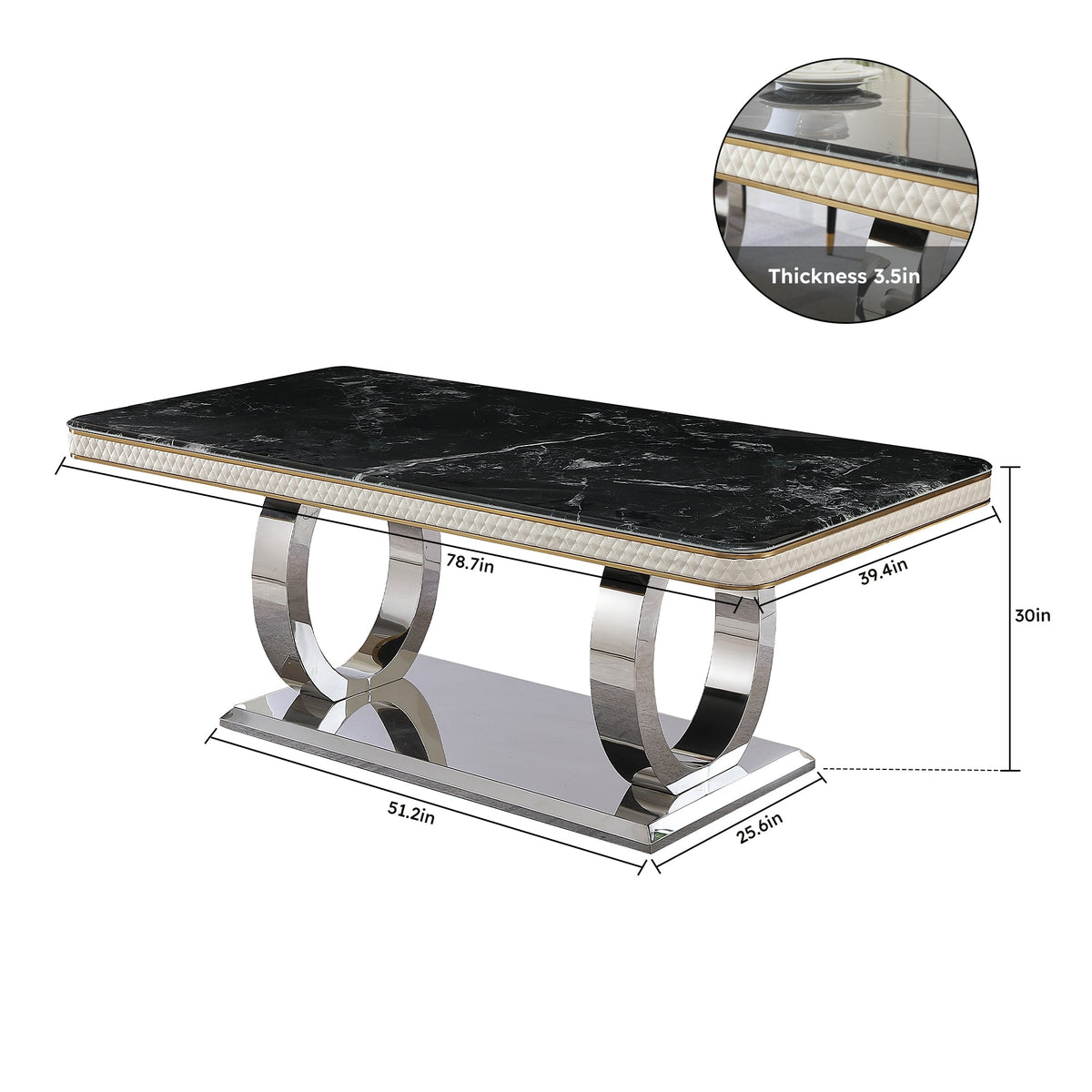 Luxury Modern Dining Table - 78.7 Inch