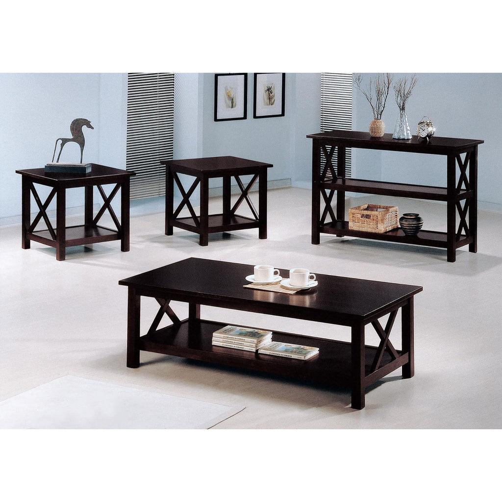 Deep Merlot Sofa Table with 2-Shelf