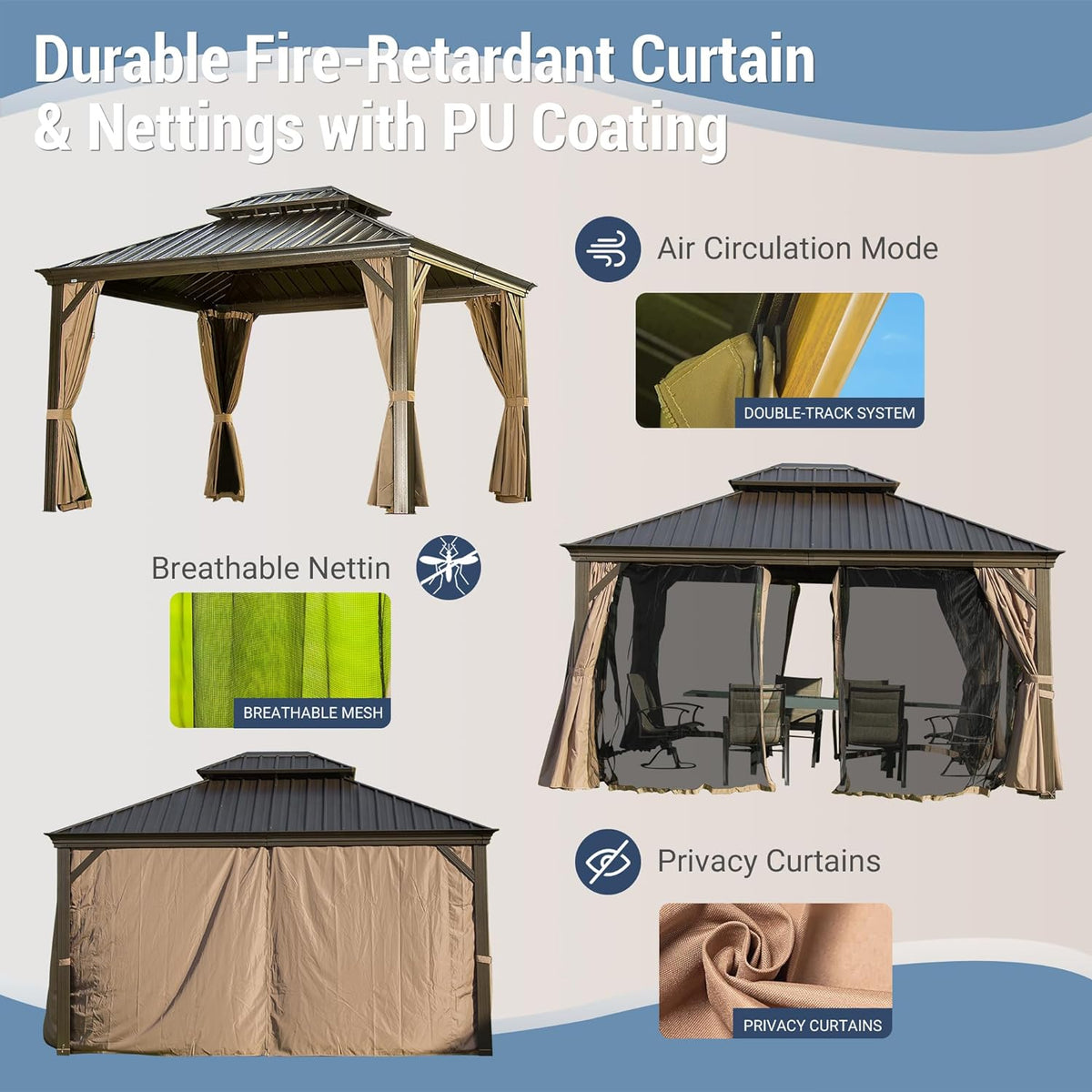 10' X 12' Hardtop Gazebo Outdoor Aluminum Gazebo