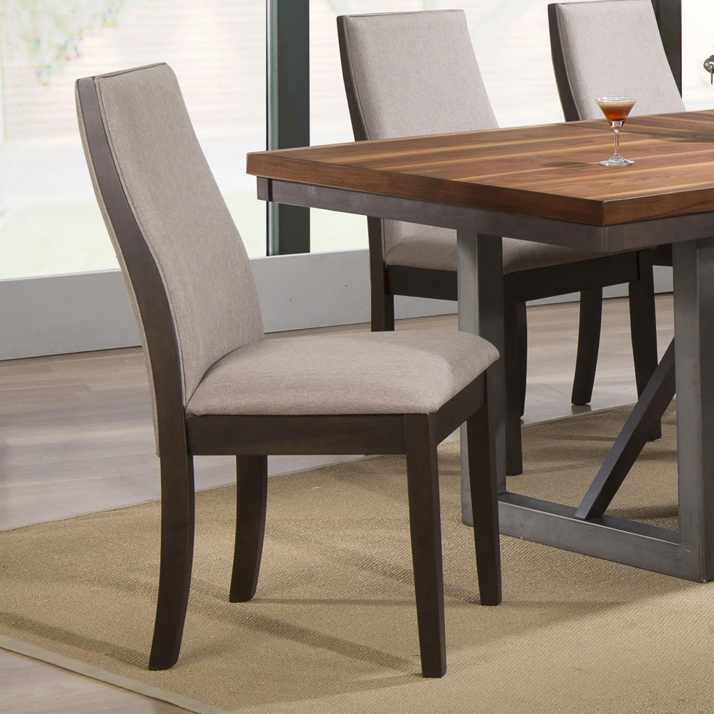 Taupe Upholstered Industrial Dining Chair Set