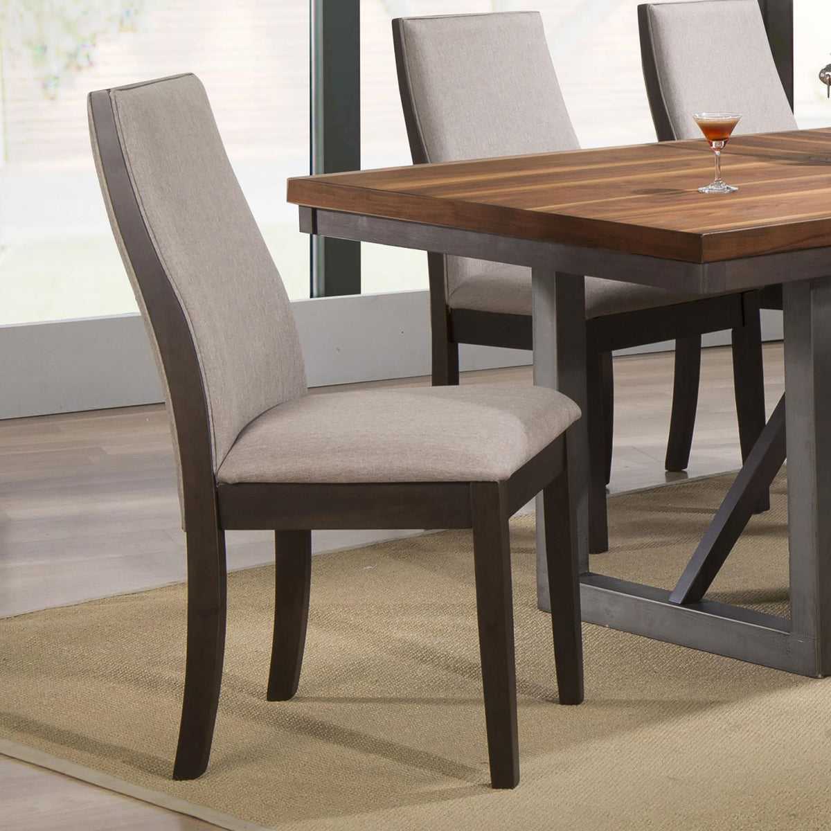 Taupe Upholstered Industrial Dining Chair Set