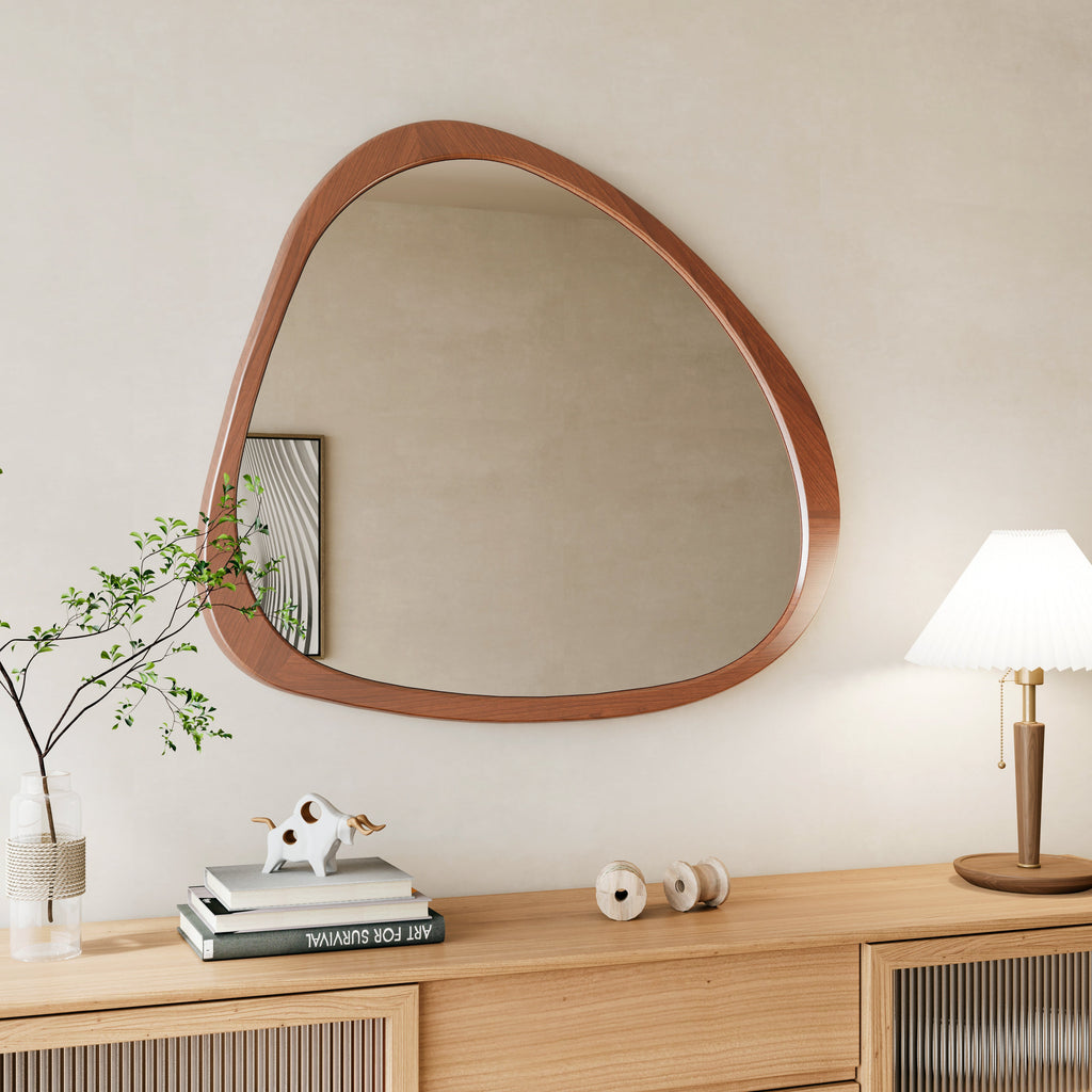 Solid Wood Asymmetrical Wall Mirror - 45 Inch