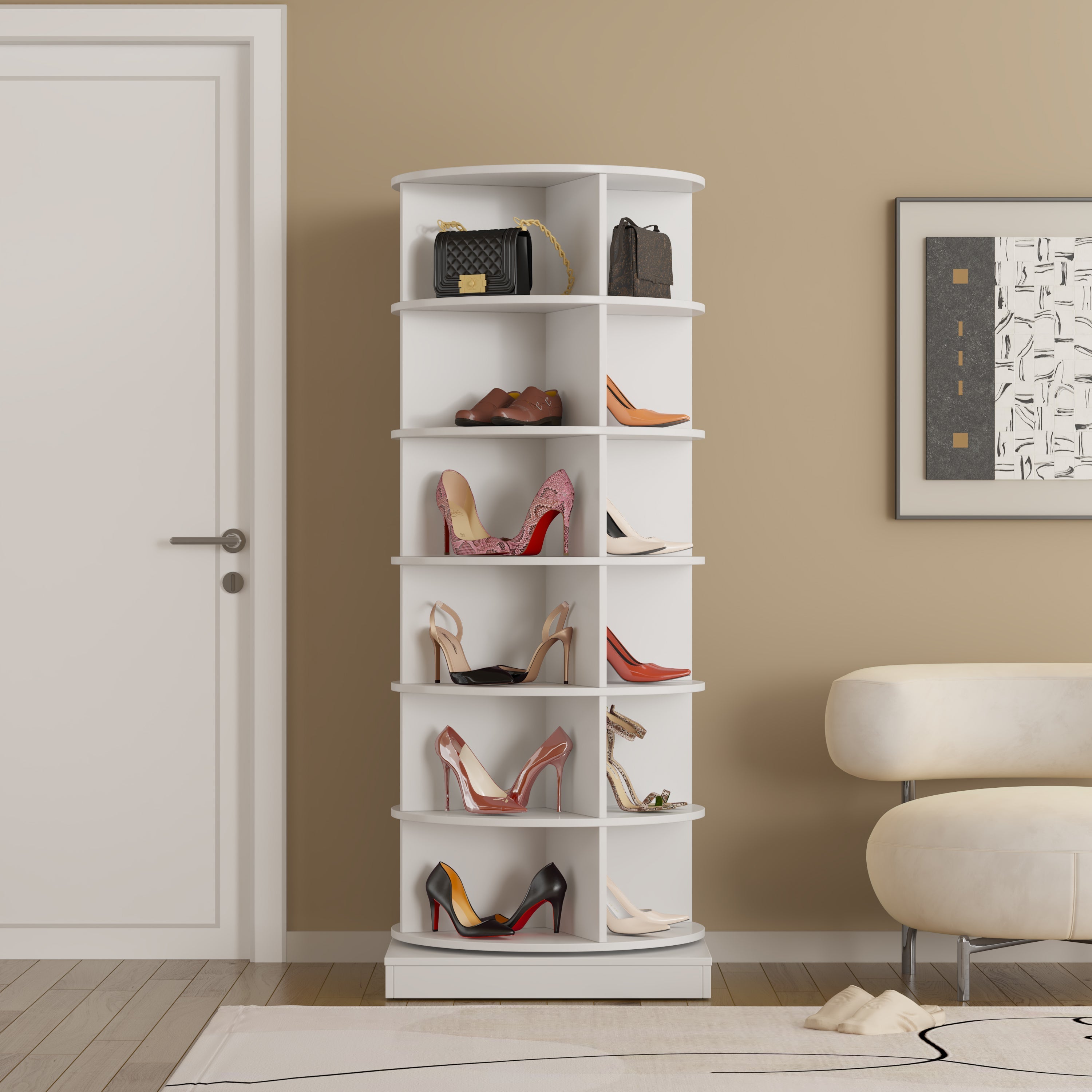 360 Rotating Shoe Cabinet - 6 Layers