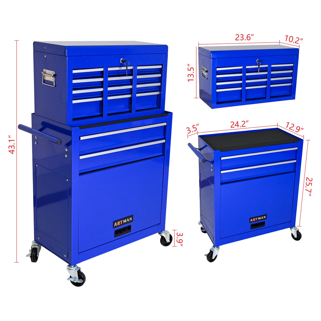 High Capacity Rolling Tool Chest with Wheels and Drawers
