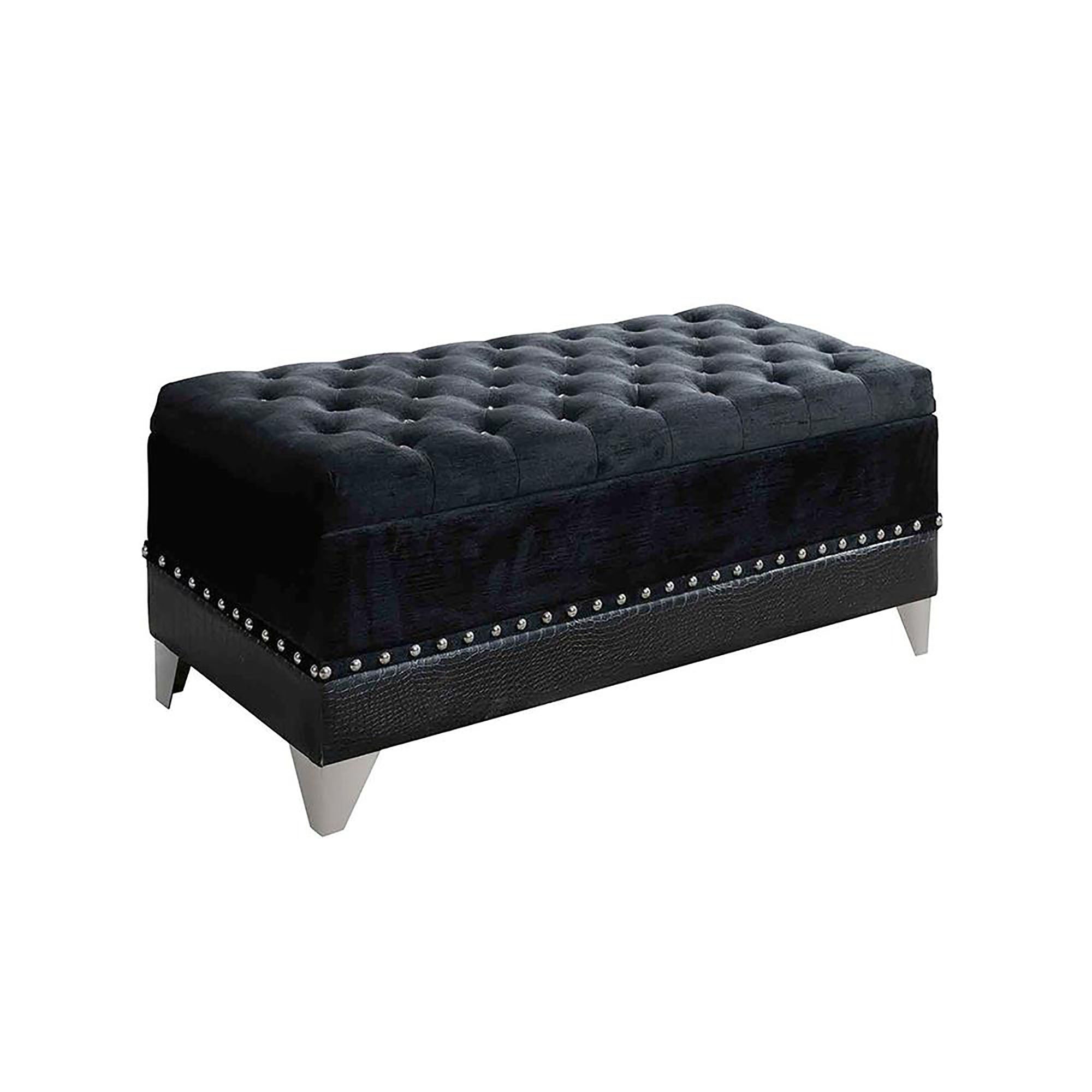 Black Tufted Trunk with Nailhead Trim