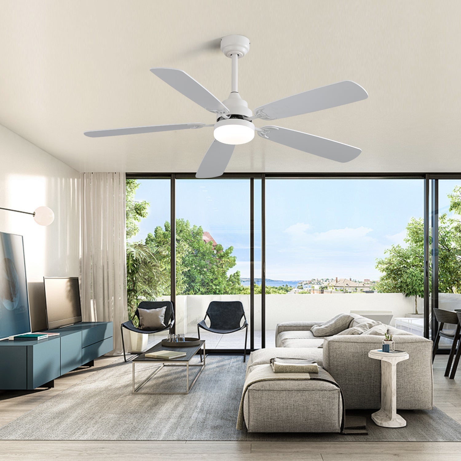 Indoor Modern 52 Inch Ceiling Fan With LED Light