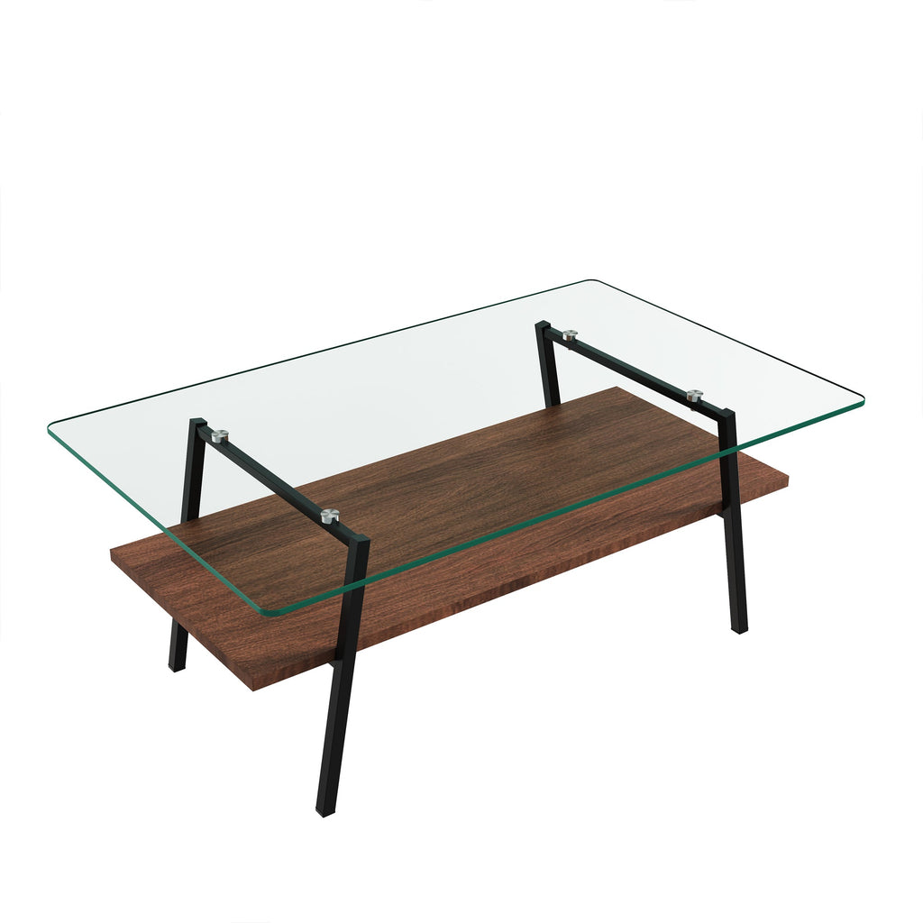 Rectangle Coffee Table with Tempered Glass Top