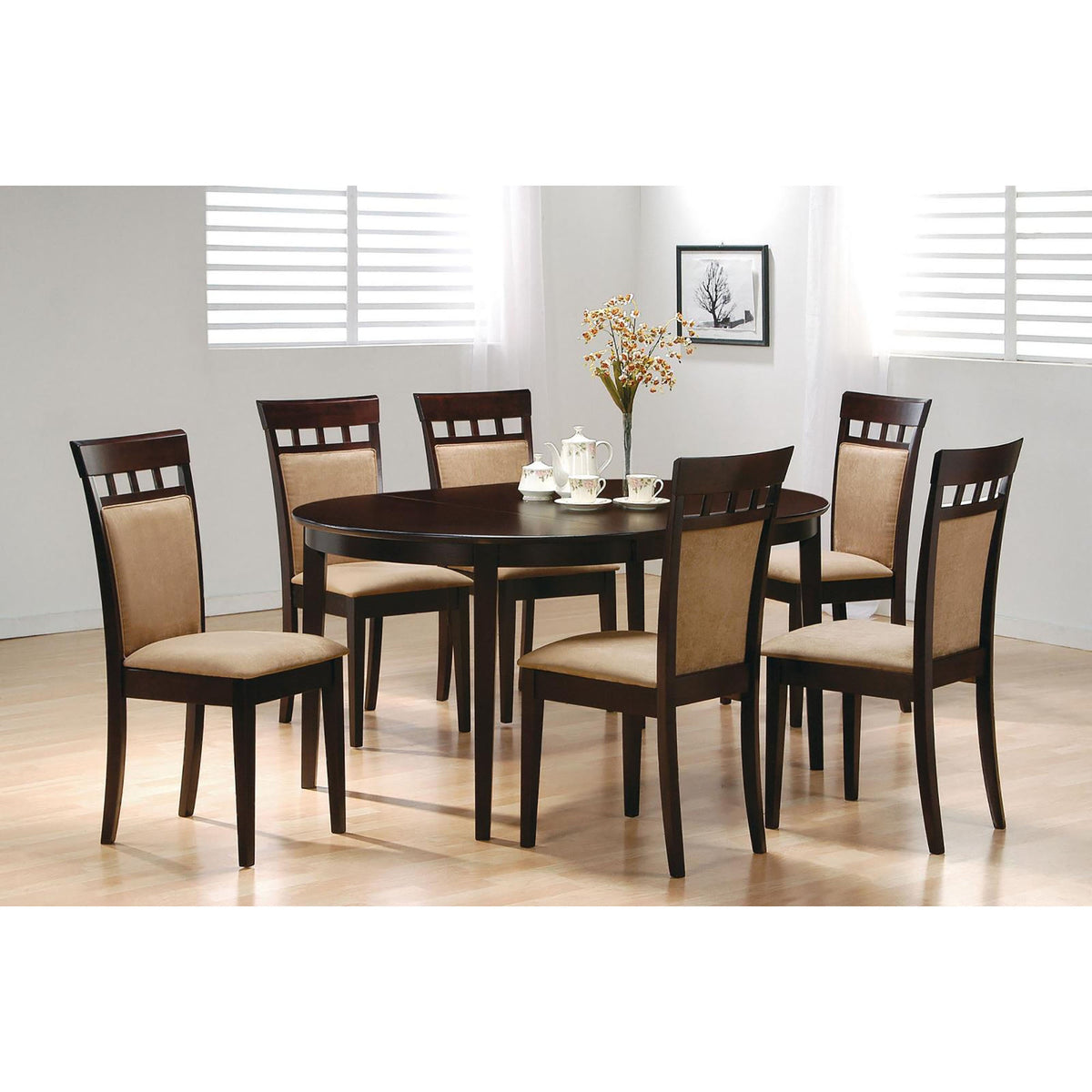 Cappuccino Oval Dining Table with Leaf Extension