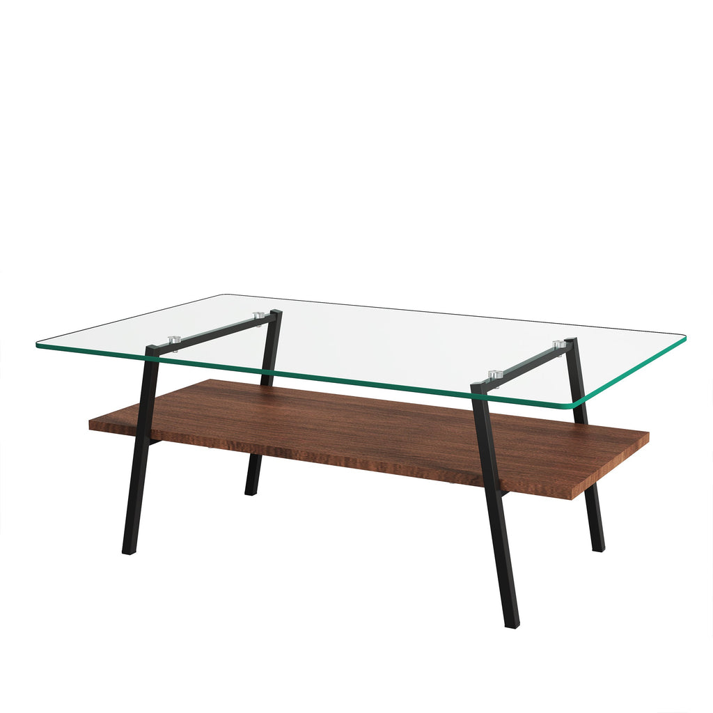 Rectangle Coffee Table with Tempered Glass Top