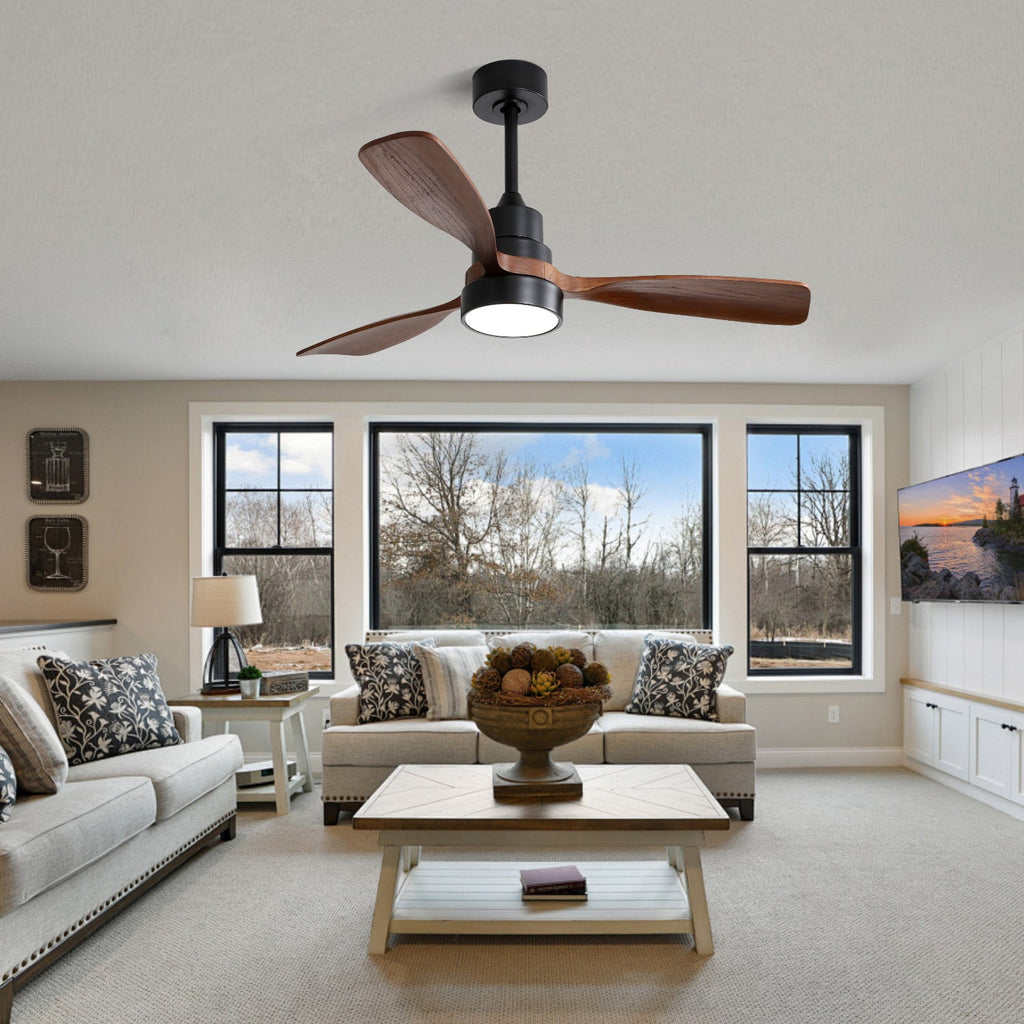 48 Inch Wood Ceiling Fan With 3 Solid Wood Blades