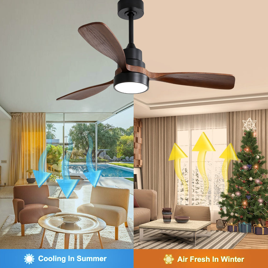 48 Inch Wood Ceiling Fan With 3 Solid Wood Blades