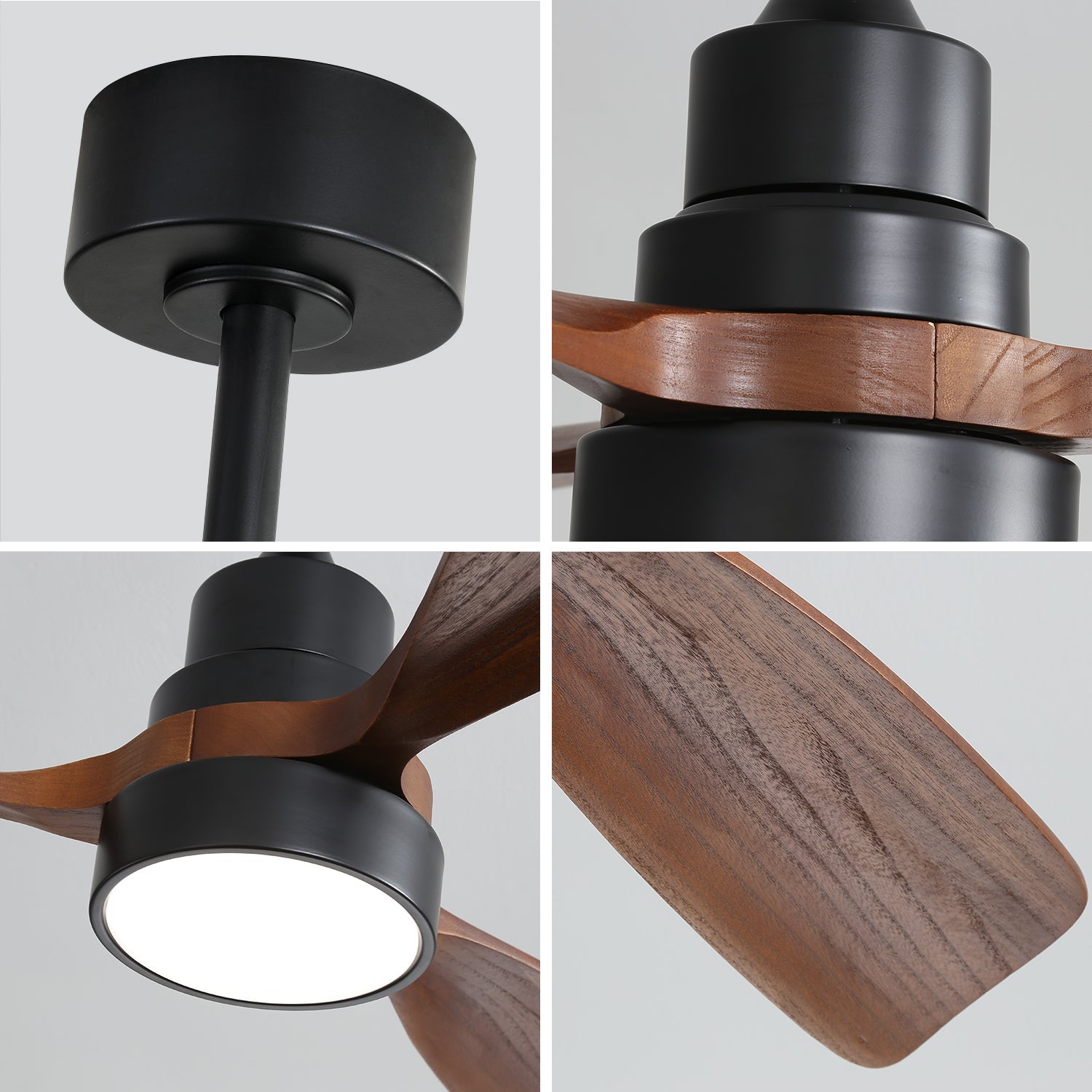 48 Inch Wood Ceiling Fan With 3 Solid Wood Blades