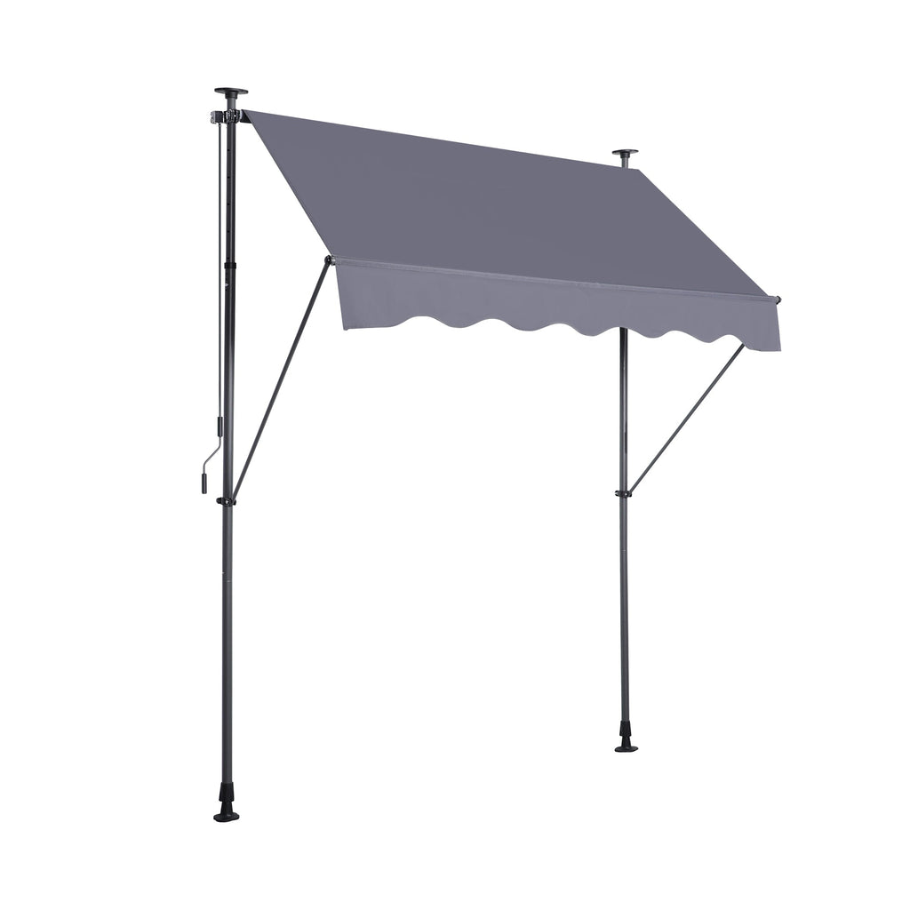 Manual Retractable Awning - 118'' Non-Screw Outdoor Sun Shade Cover