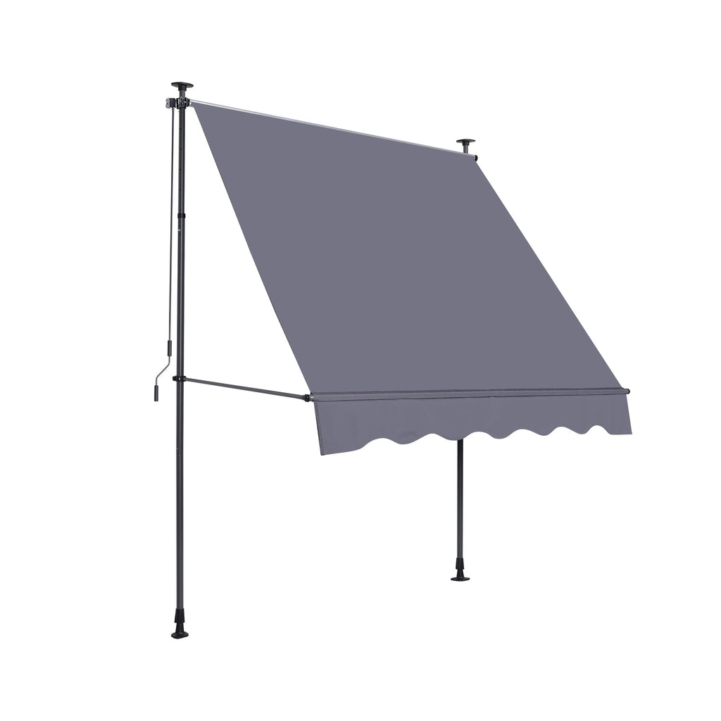 Manual Retractable Awning - 118'' Non-Screw Outdoor Sun Shade Cover