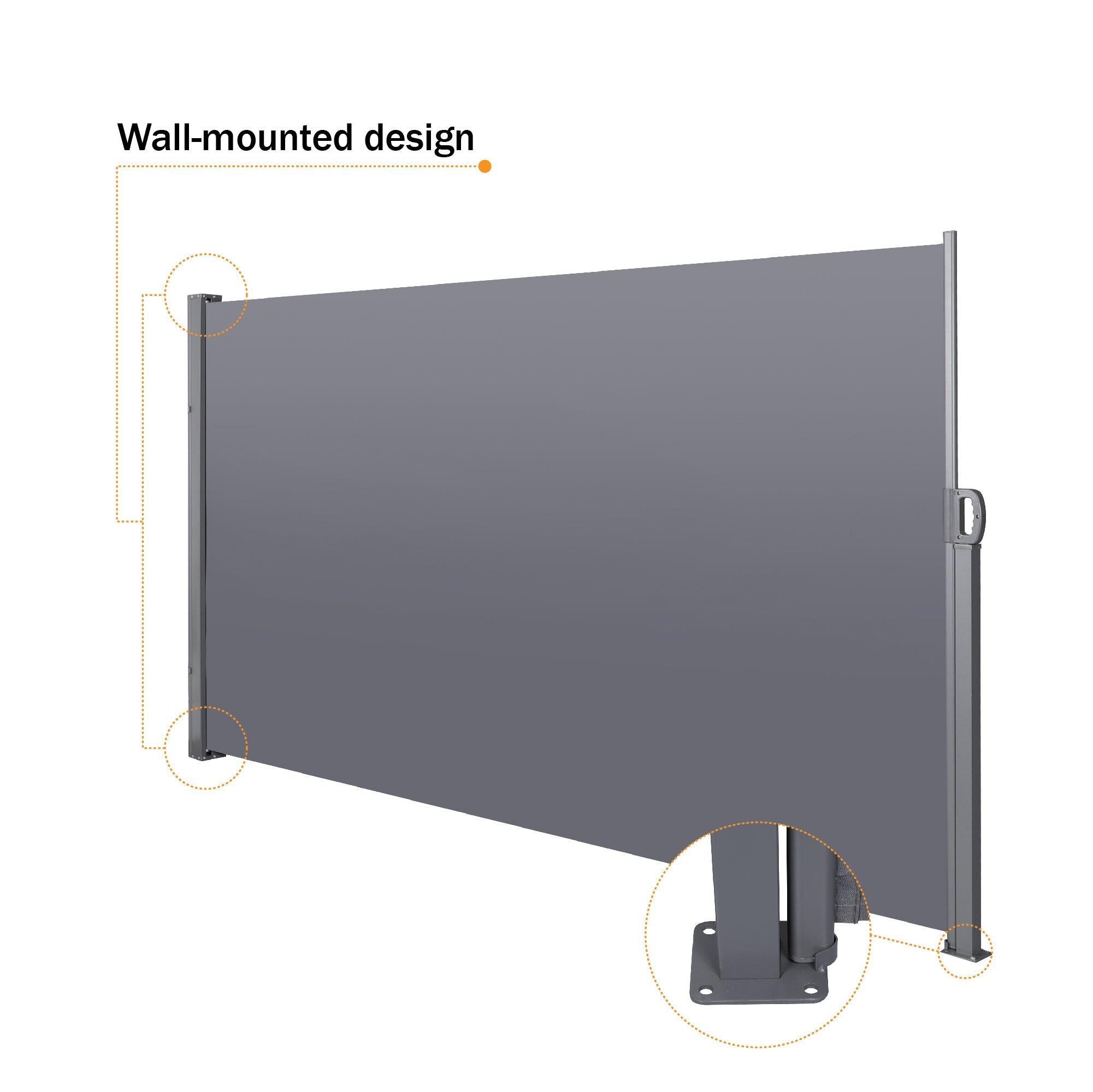 Retractable Side Screen Awning - Dark Grey