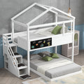 Twin Over Full House Bunk Bed with Storage Staircase