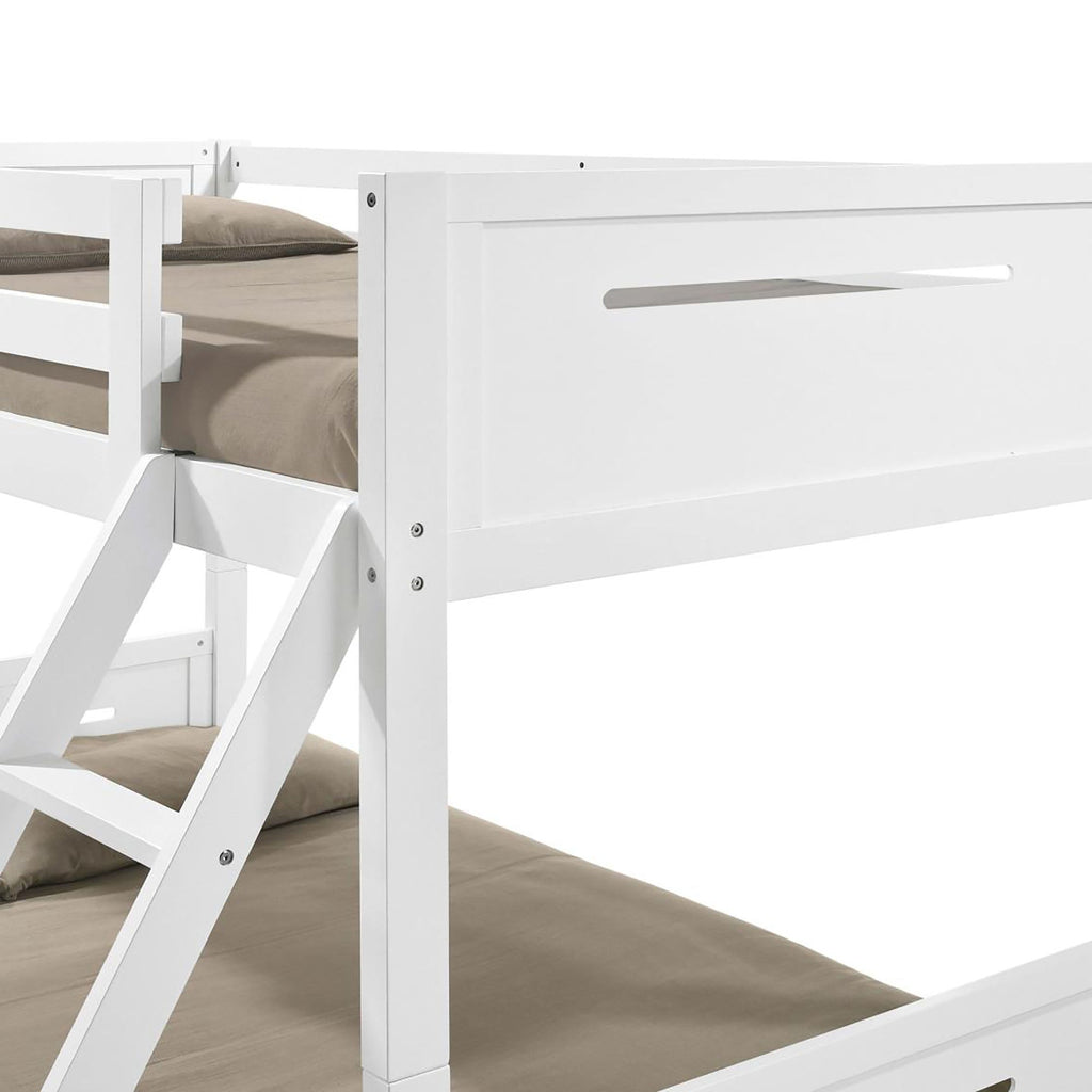 White Twin/Full Bunk Bed with Built-in Ladder