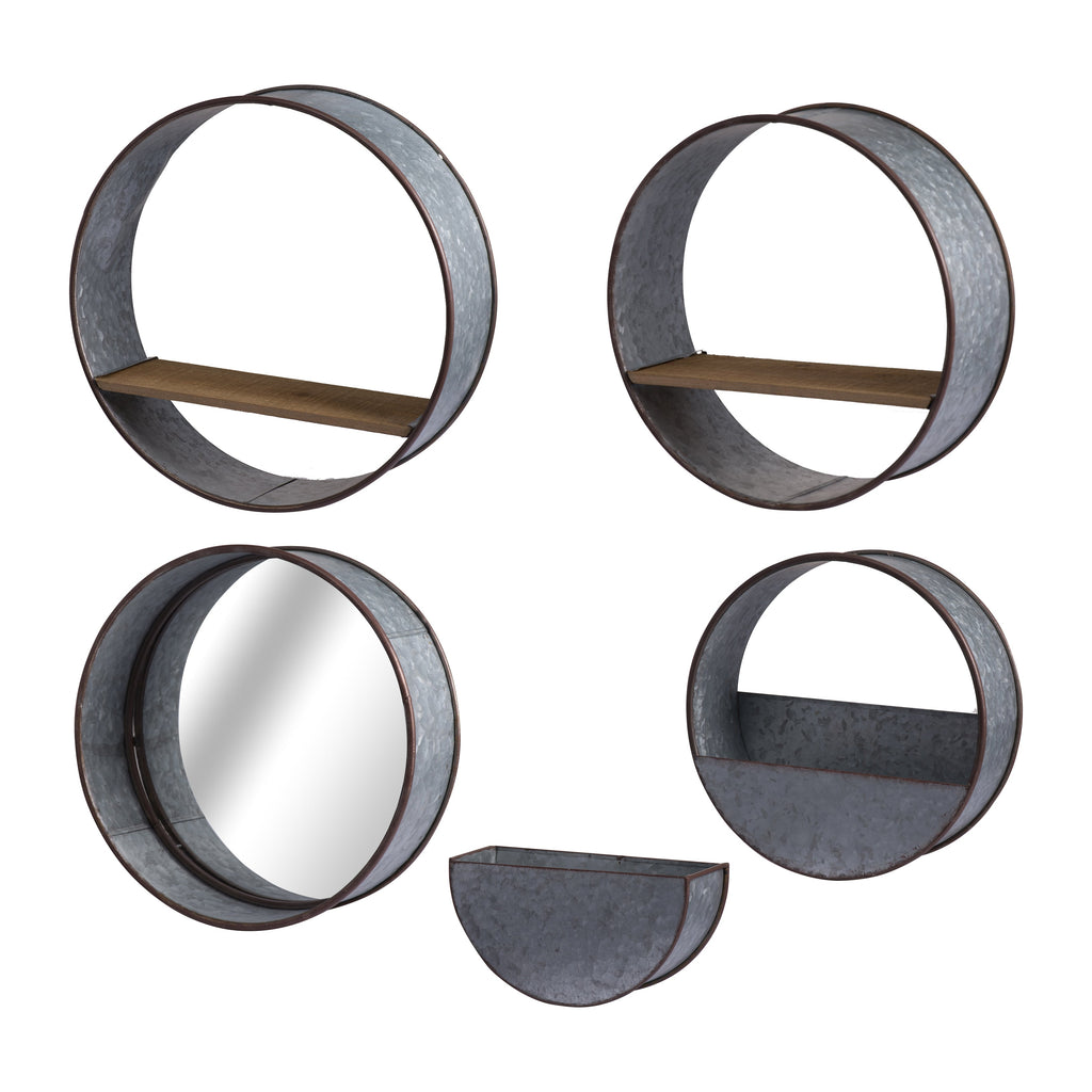 Farmhouse Round Metal Wall Planter Set - 5 Piece