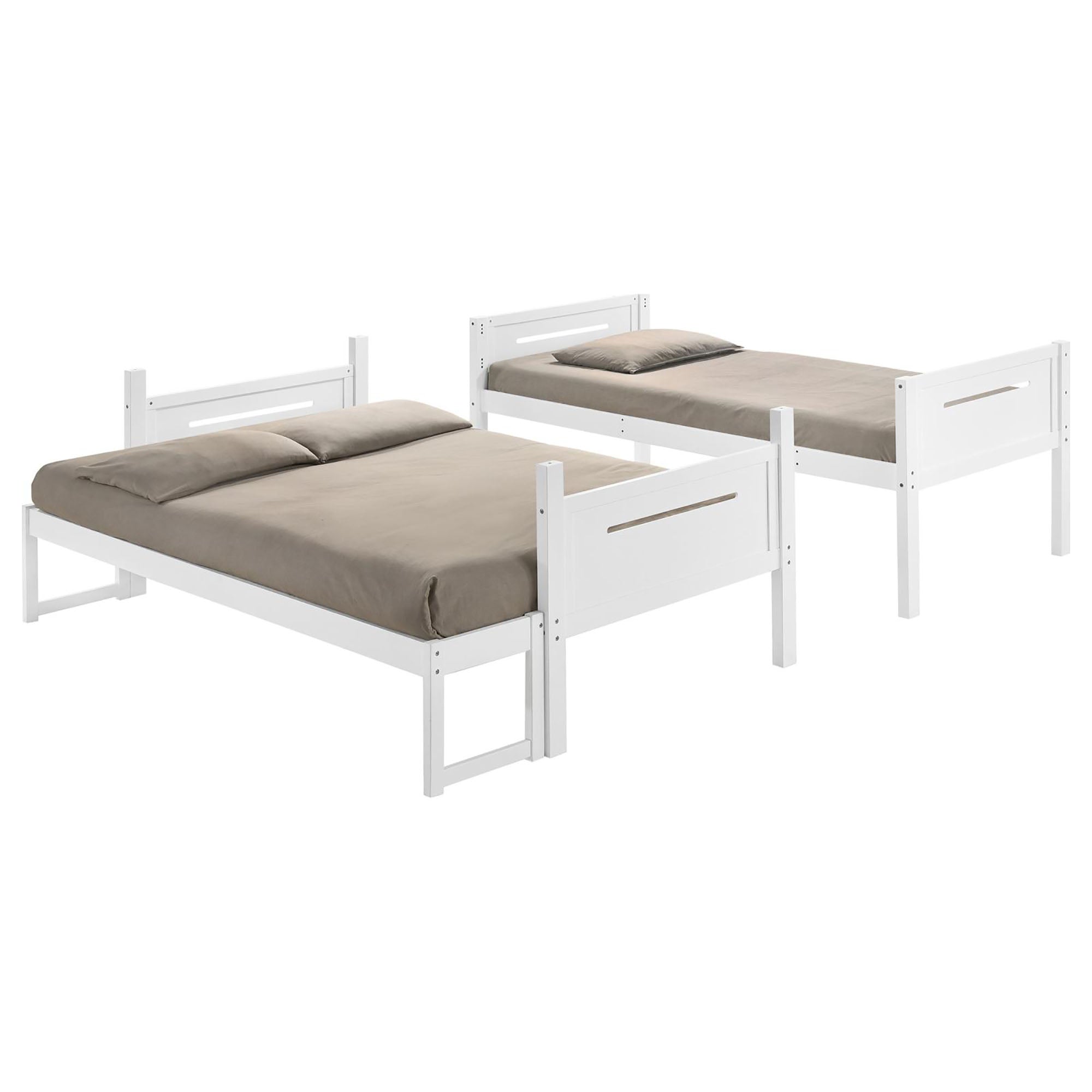 White Twin/Full Bunk Bed with Built-in Ladder