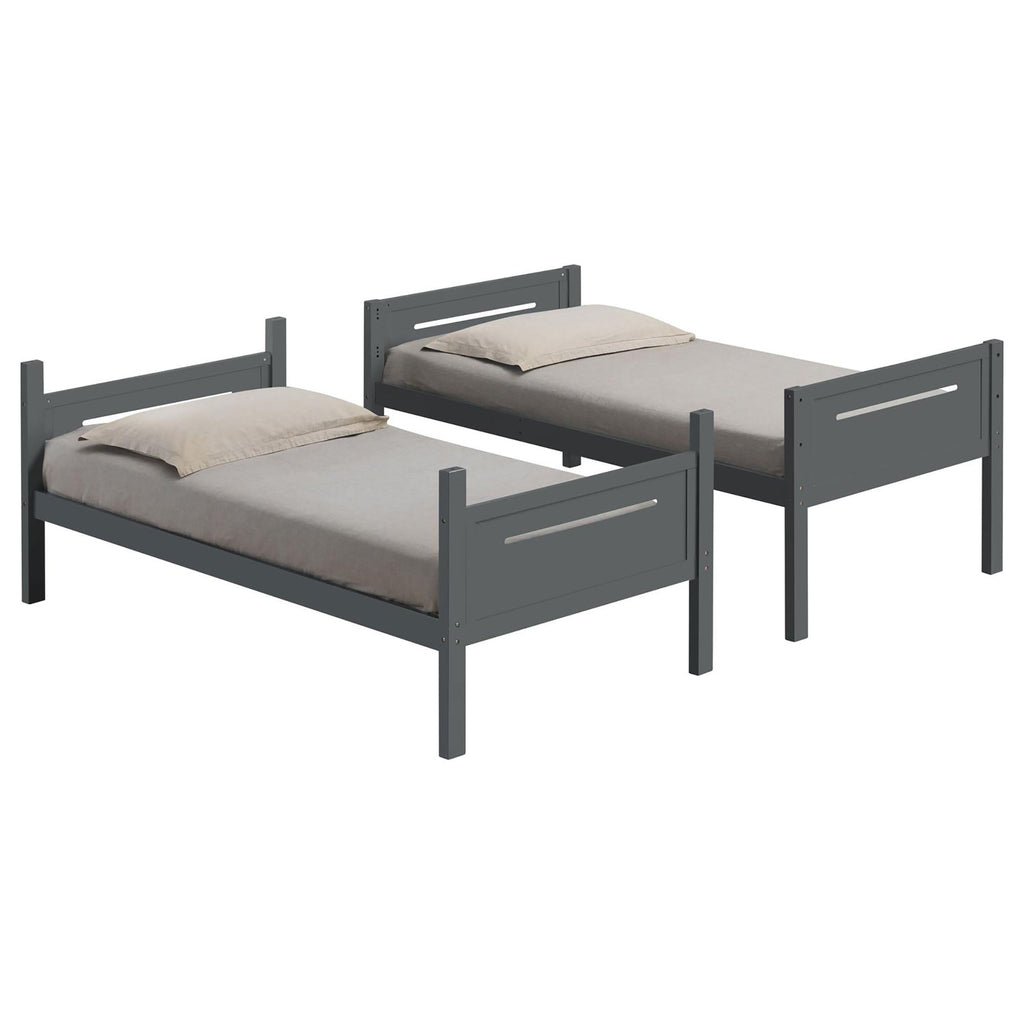 Grey Twin/Twin Bunk Bed with Built-in Ladder