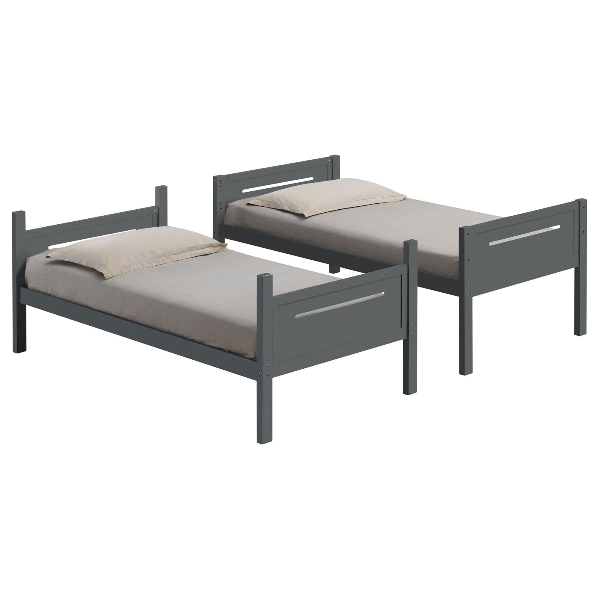 Grey Twin/Twin Bunk Bed with Built-in Ladder