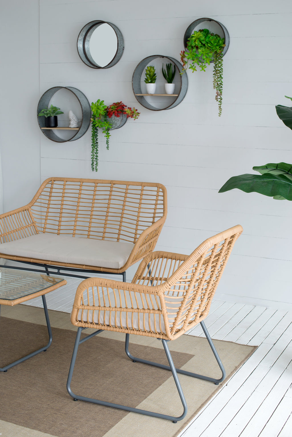 Farmhouse Round Metal Wall Planter Set - 5 Piece