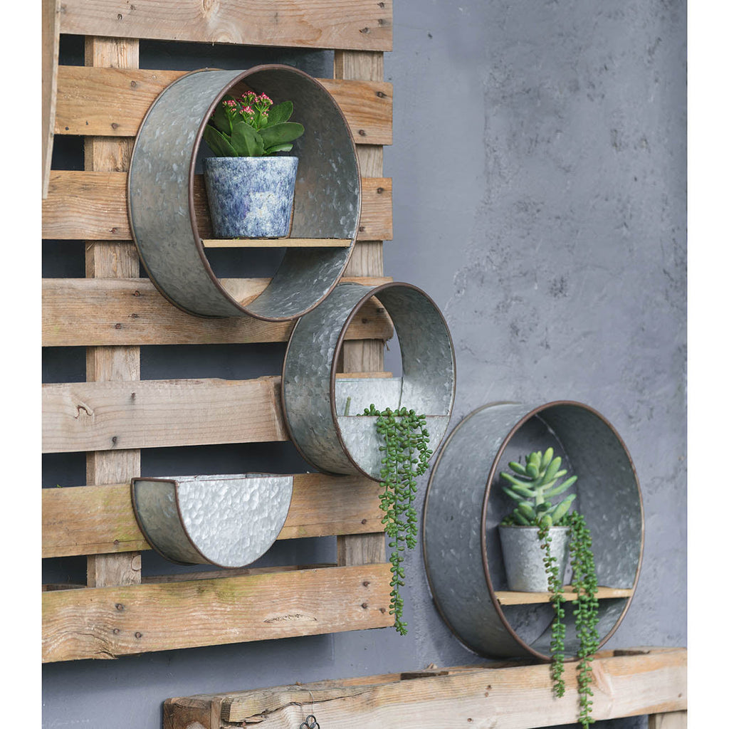 Farmhouse Round Metal Wall Planter Set - 5 Piece