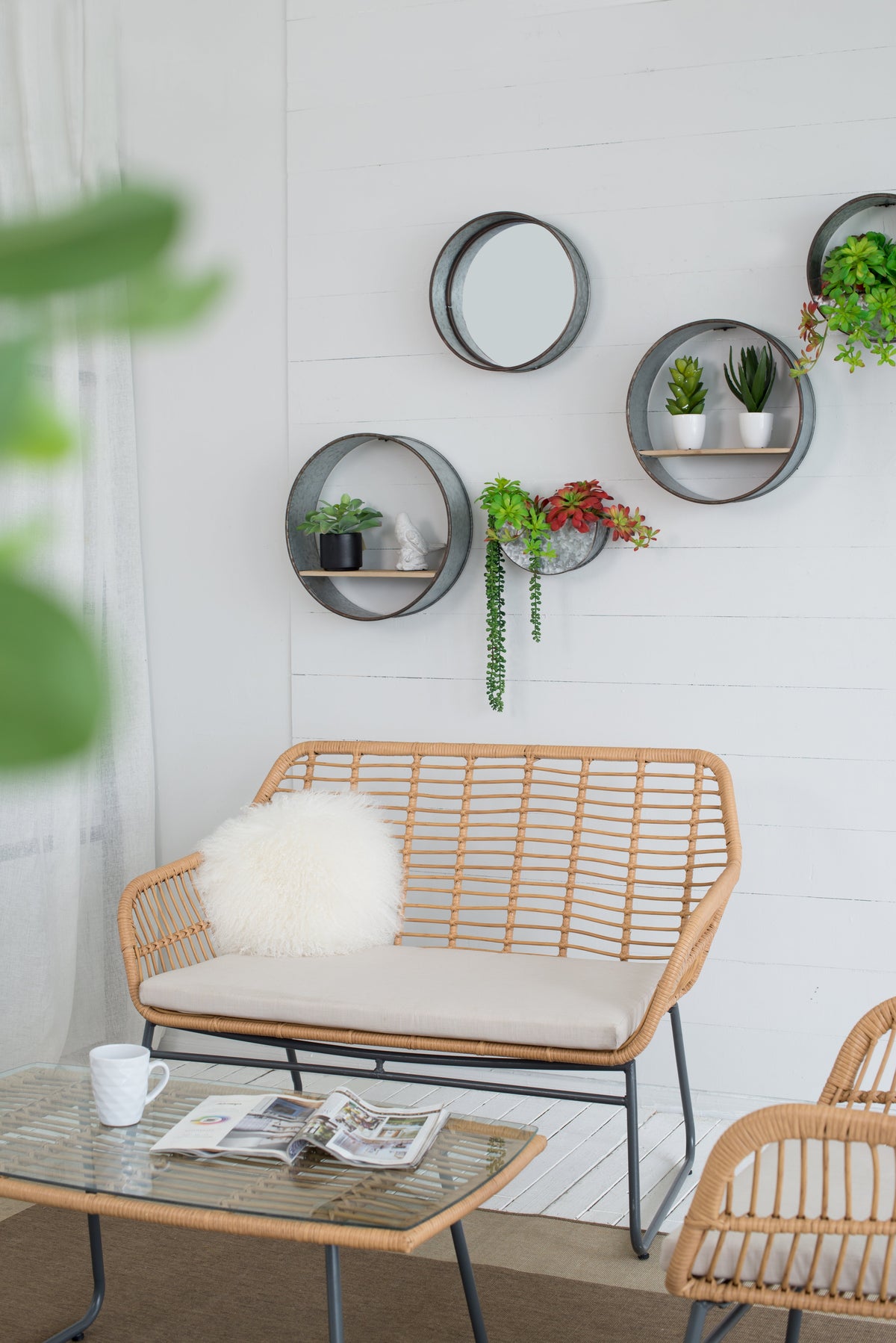Farmhouse Round Metal Wall Planter Set - 5 Piece
