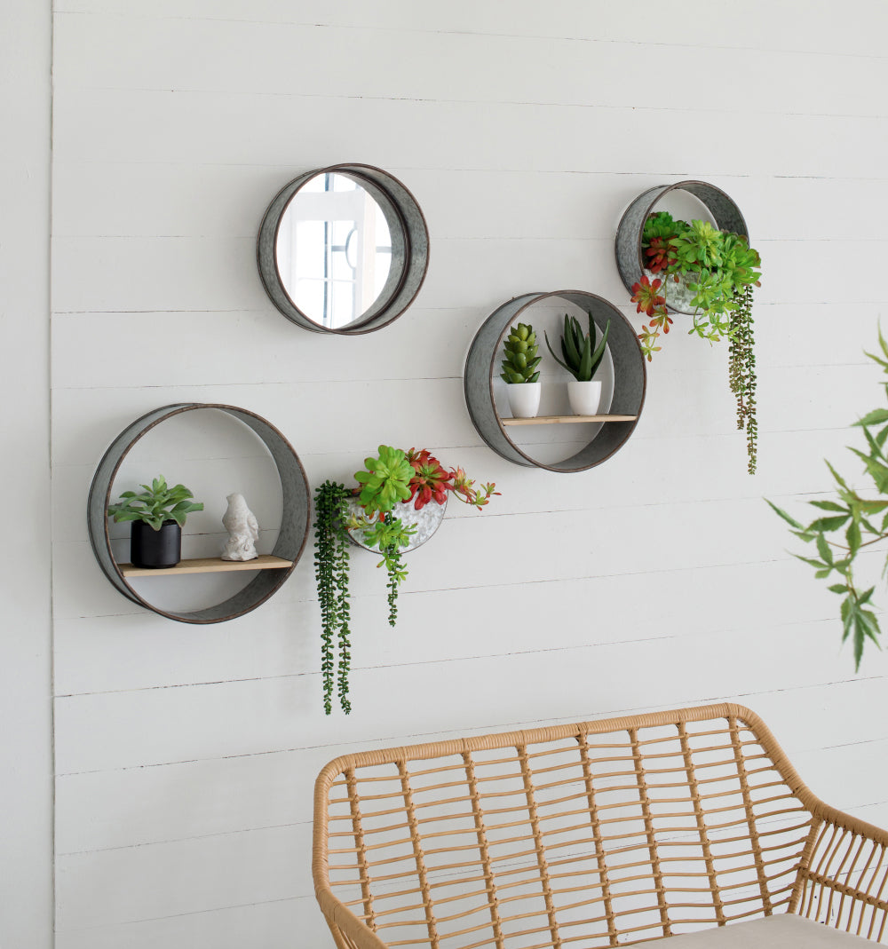 Farmhouse Round Metal Wall Planter Set - 5 Piece
