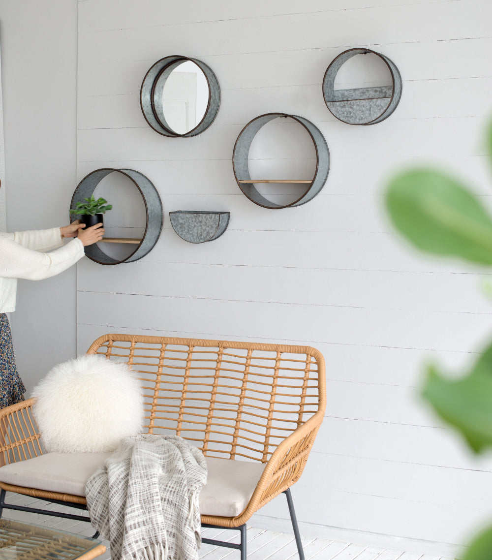 Farmhouse Round Metal Wall Planter Set - 5 Piece
