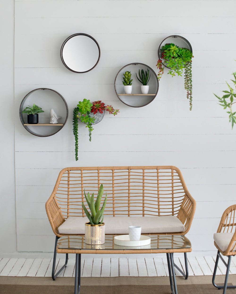 Farmhouse Round Metal Wall Planter Set - 5 Piece