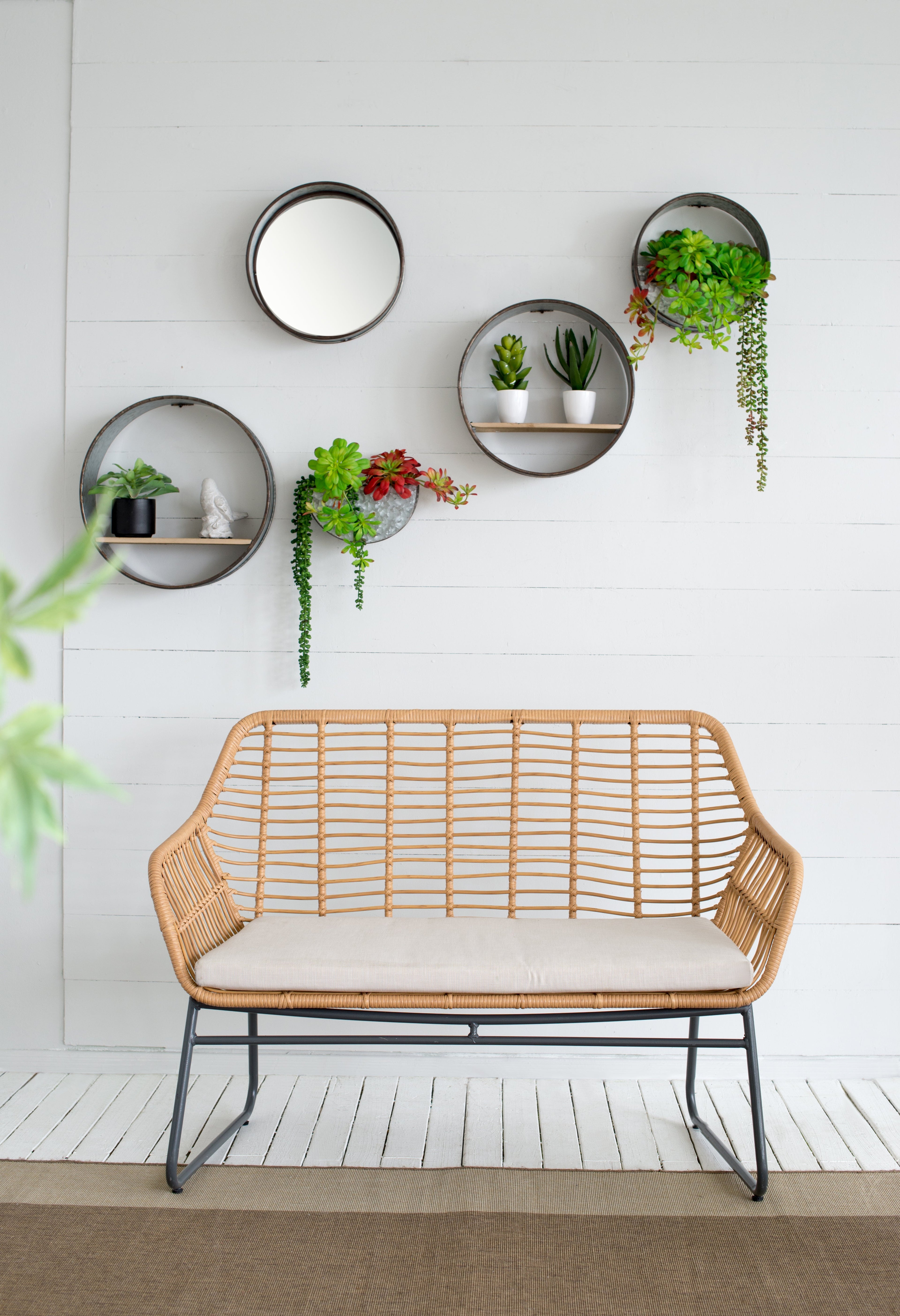 Farmhouse Round Metal Wall Planter Set - 5 Piece