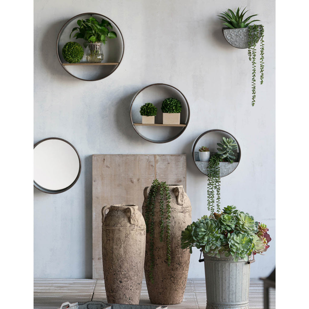 Farmhouse Round Metal Wall Planter Set - 5 Piece